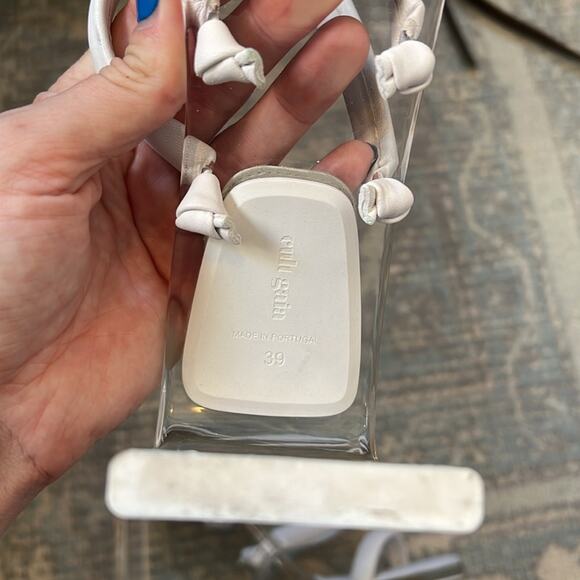 Cult Gaia Letta Crisscross Transparent Leather Strappy Sandals Size 39 White - Picture 8 of 8